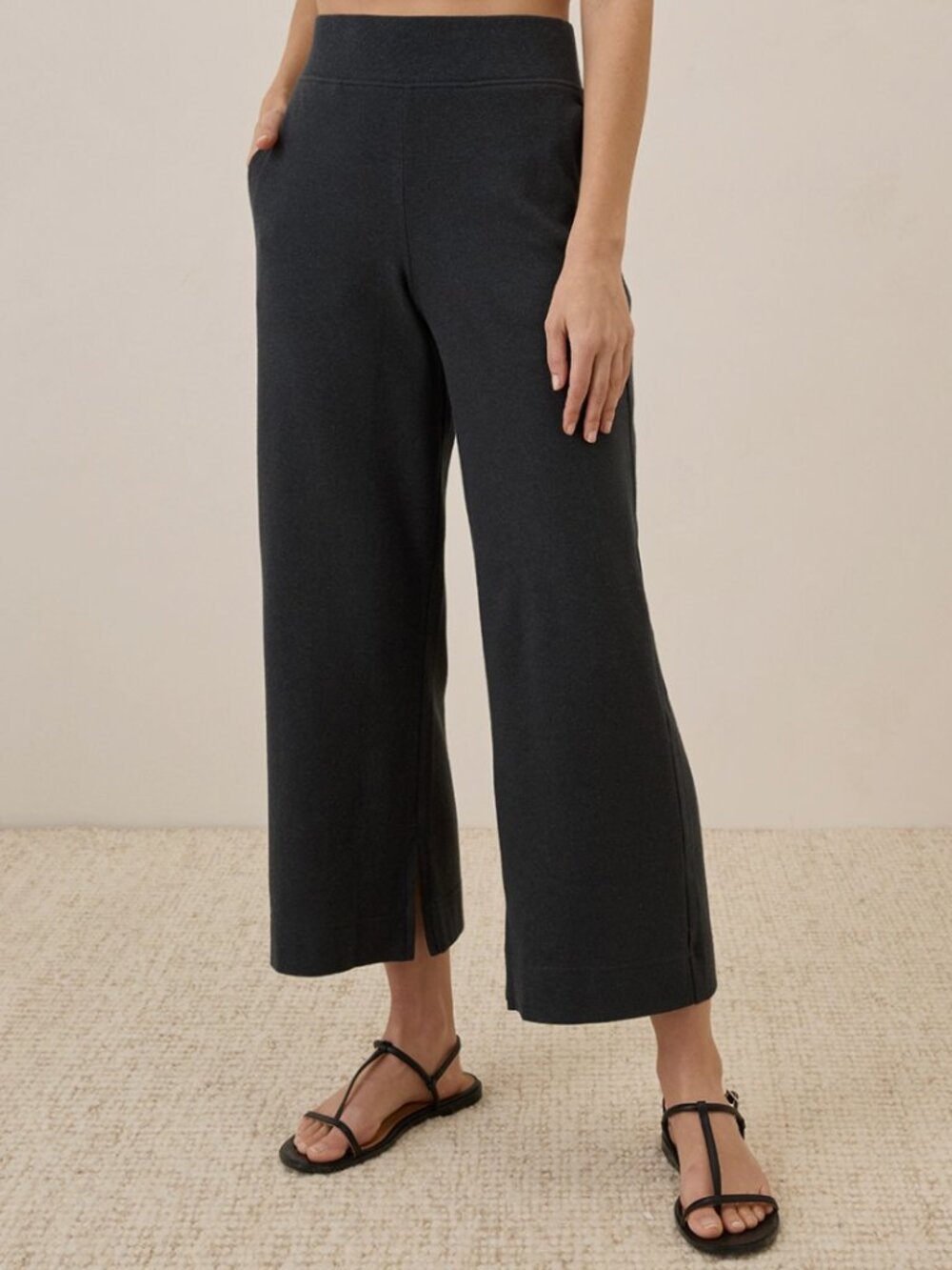Pact Organic Airplane Wide Leg Pant Charcoal Heather Large